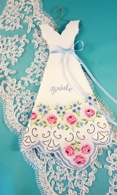 Printed "Bride" Wedding Dress Hanky with floral design